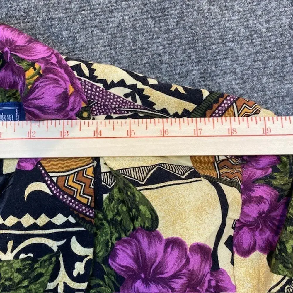 Vintage 90s Maggie McNaughton Blazer Womens 22W Multicolor Floral Rayon Hawaii